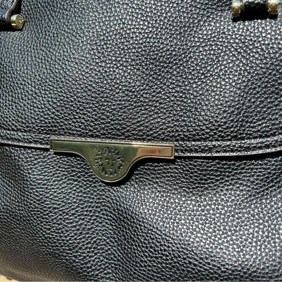 Anne Klein Purse Handbag Pebbled Leather Black Double Strap 2 Sections - Picture 3 of 16